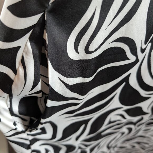 Nicole Miller New York Black & White Satin Maxi Dress Abstract Plus Size 2X - Picture 5 of 11